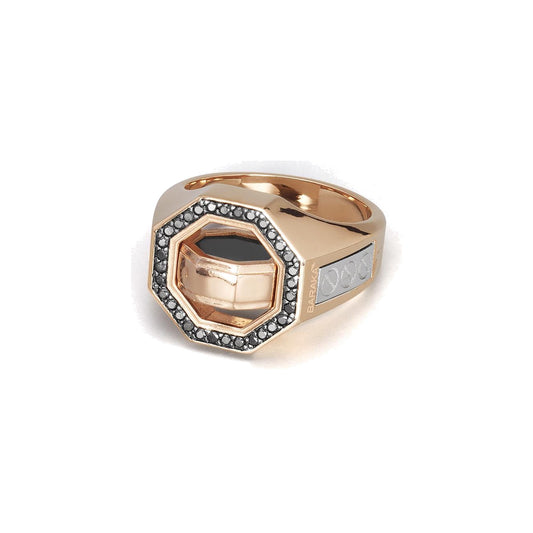 Baraka Diamonds Ring AN353071RBDN, a men's ring in rose and white gold set with diamonds