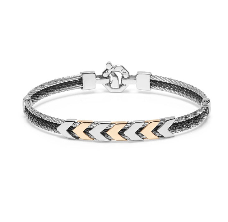 Baraka Discovery Bracelet BR312601ROAC-02, a men's bracelet in rose gold and stainless steel set with diamonds