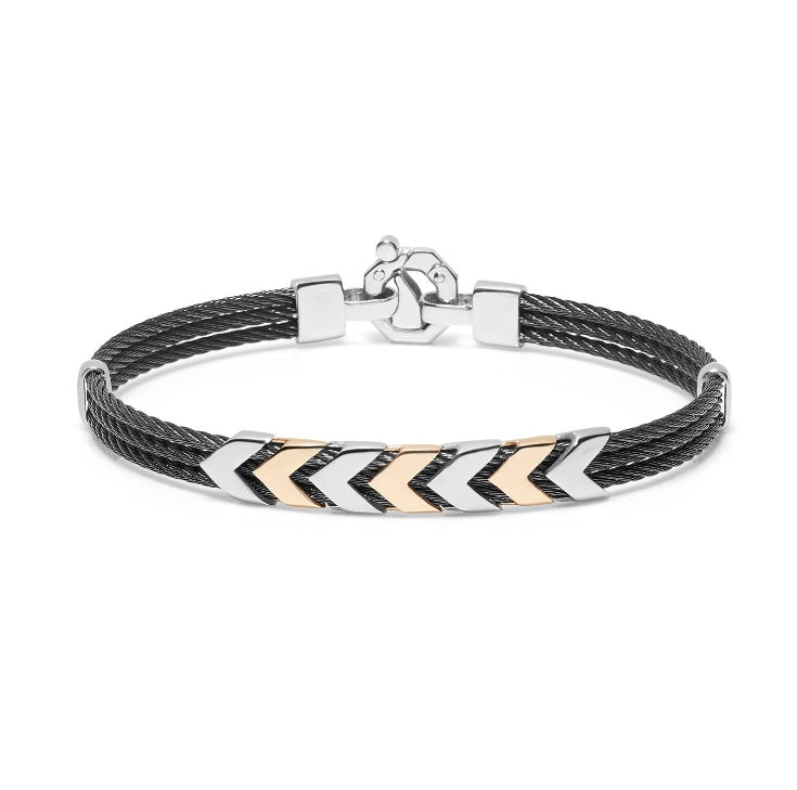 Baraka Discovery Bracelet BR312611ROAC-02, a men's bracelet in rose gold and stainless steel set with diamonds