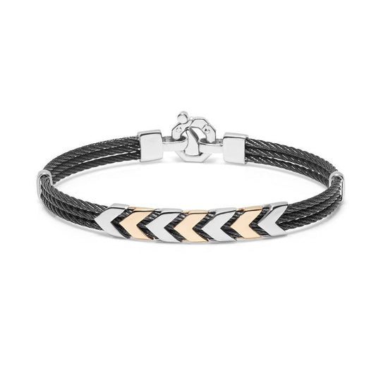 Baraka Discovery Bracelet BR312611ROAC-02, a men's bracelet in rose gold and stainless steel set with diamonds