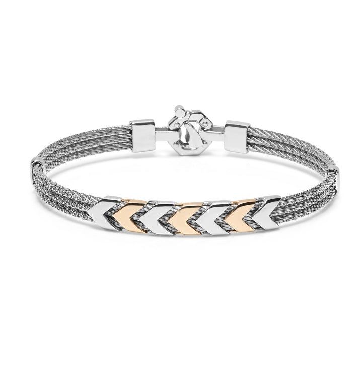 Baraka Discovery Bracelet BR312631ROAC-02, a men's bracelet in rose gold and stainless steel set with diamonds