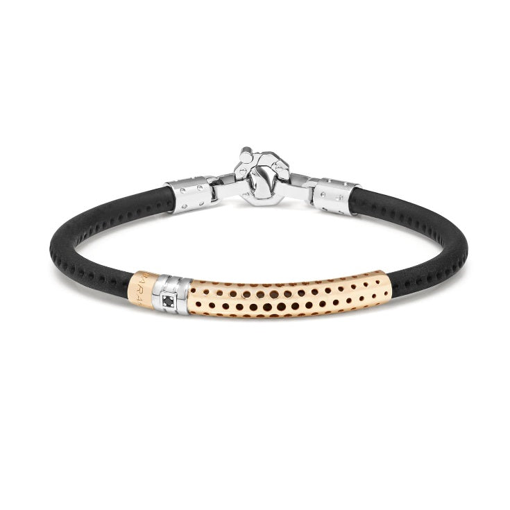 Baraka Drive Bracelet BR313021RBDN-05, a men's bracelet in rose and white gold and stainless steel set with diamonds