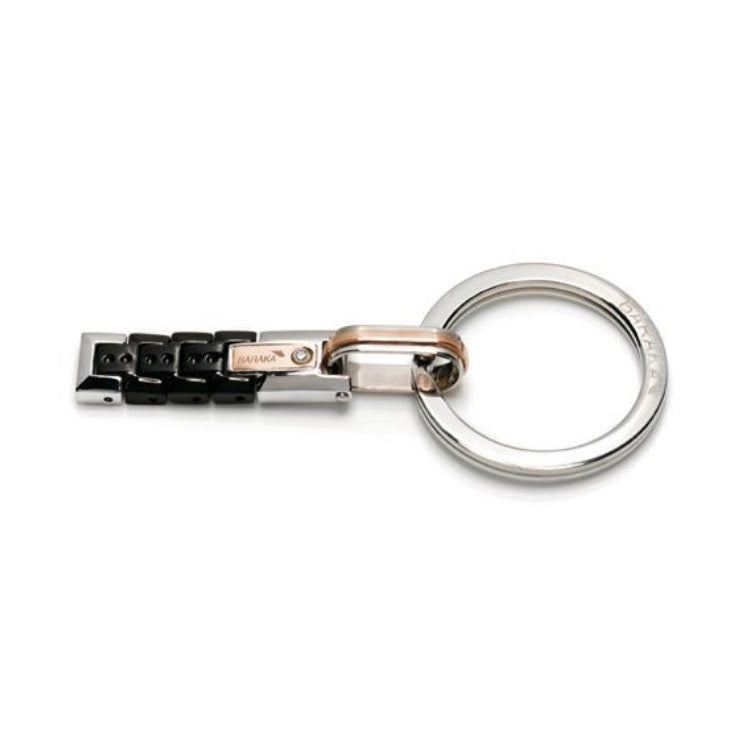 Baraka Explore Keychain PO214203ROGR-02, a men's keychain in rose gold and stainless steel set with diamonds