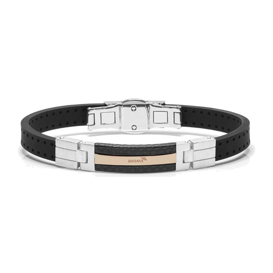 Baraka Fiber Bracelet BR291171ROCO, a men's bracelet in rose gold and silver