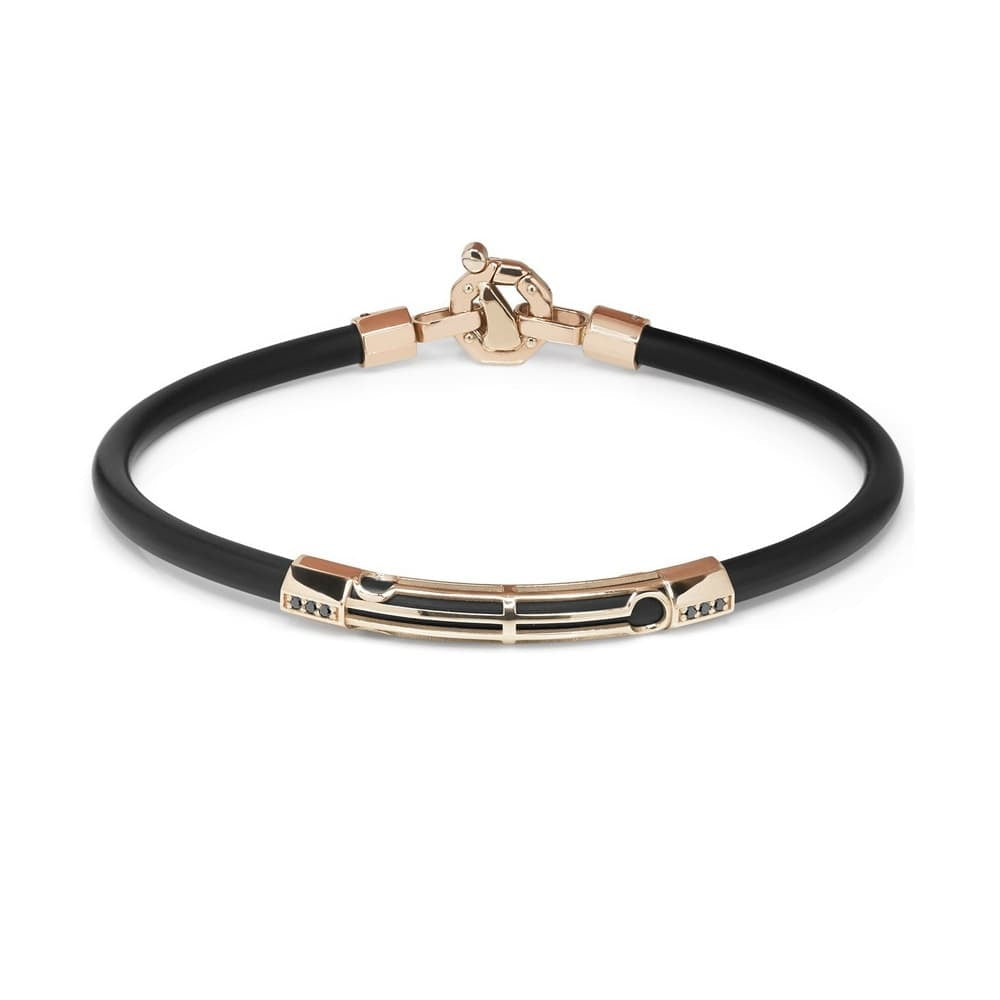 Baraka Kardano Bracelet BR275441BRDN-06, a men's bracelet in rose gold and rubber set with diamonds