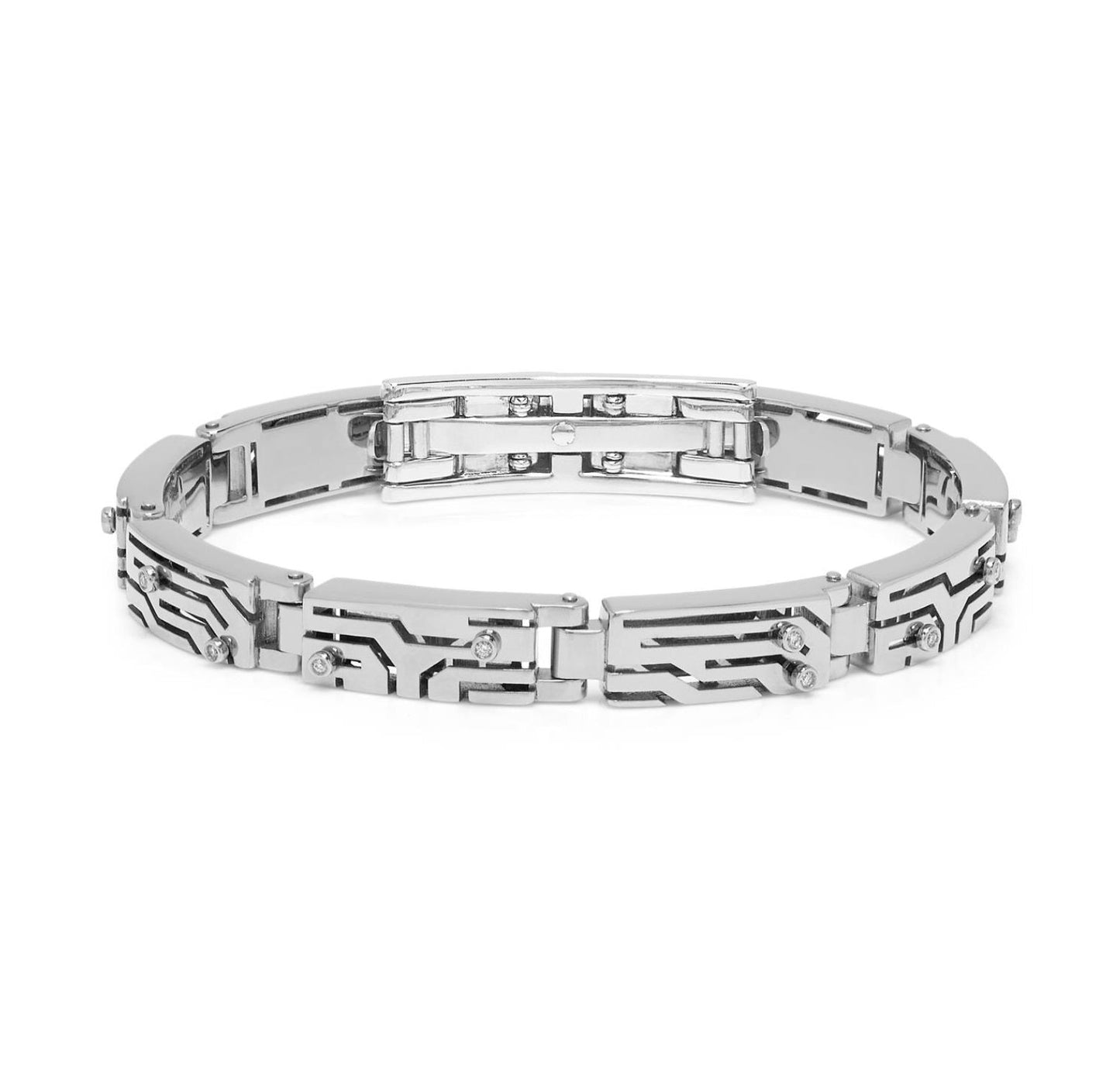 Baraka Labyrinth Bracelet BR281251BIDB, a men's bracelet in white gold set with diamonds