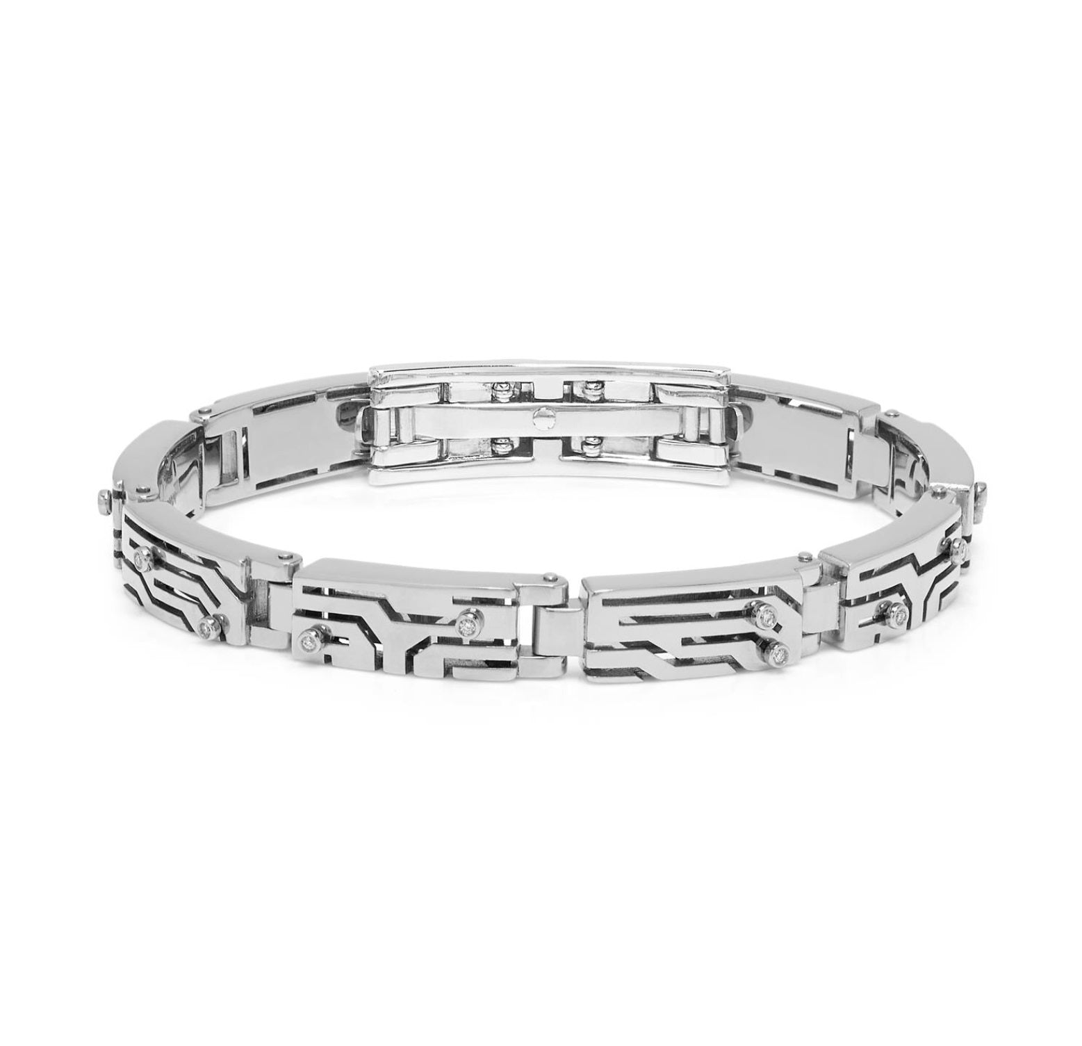 Baraka Labyrinth Bracelet BR281251BIDB, a men's bracelet in white gold set with diamonds
