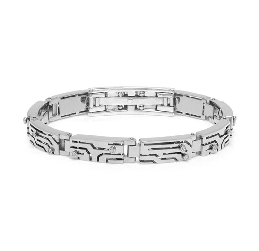 Baraka Labyrinth Bracelet BR281251BIDB, a men's bracelet in white gold set with diamonds