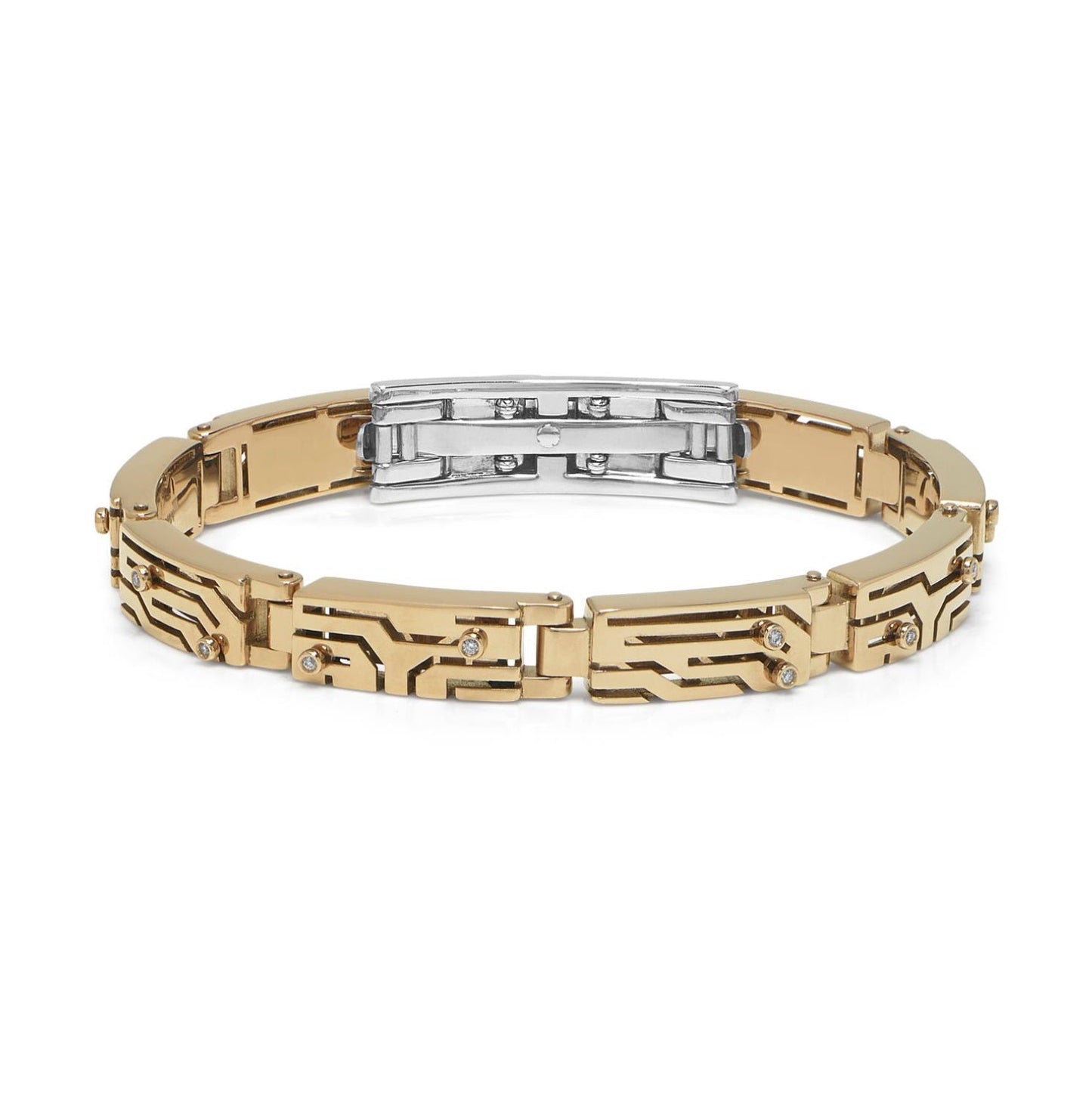Baraka Labyrinth Bracelet BR281251GIDB, a men's bracelet in yellow gold set with diamonds