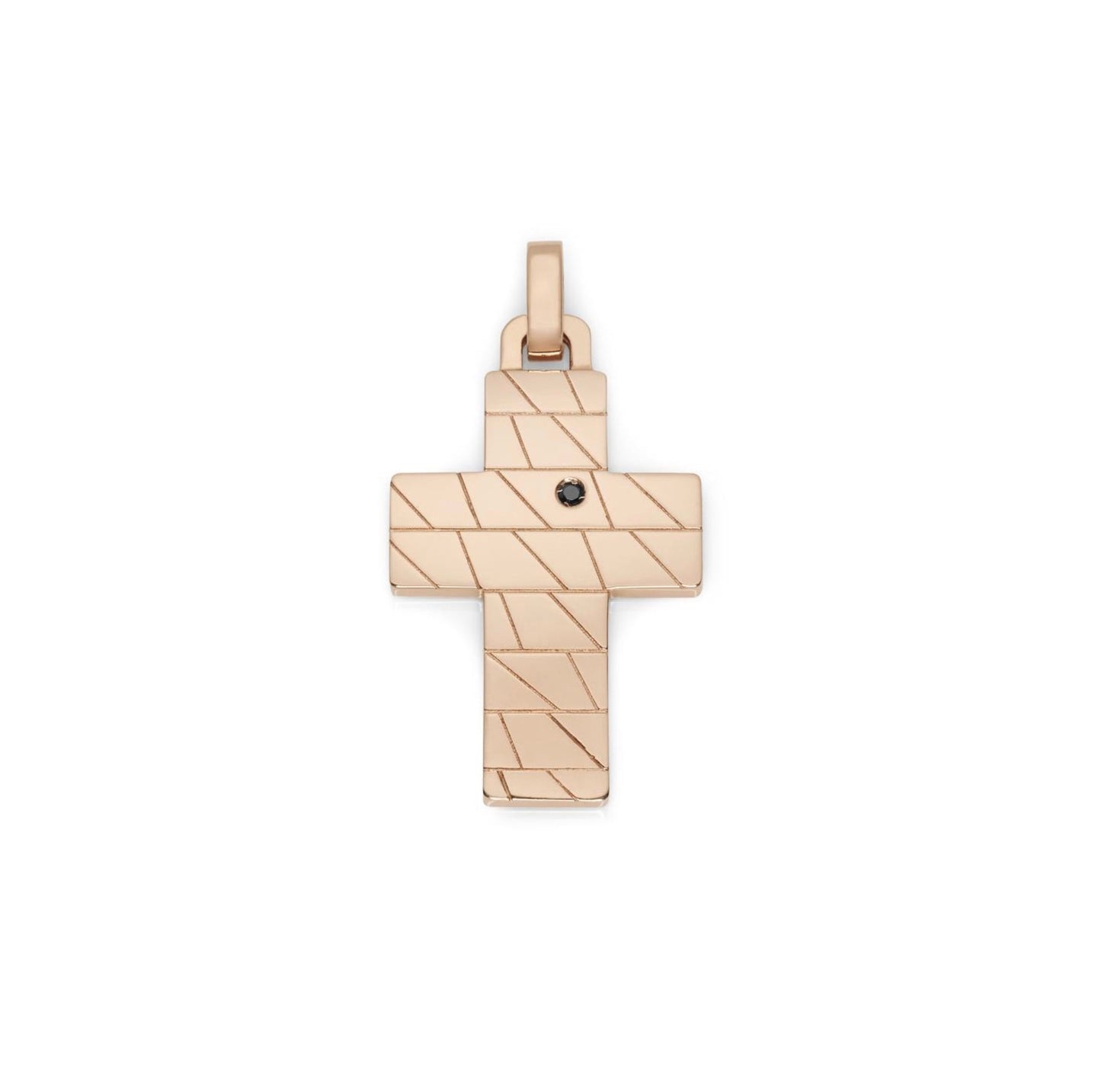 Baraka Logo Cross CR321141RODN-02, a men's cross in rose gold set with diamonds