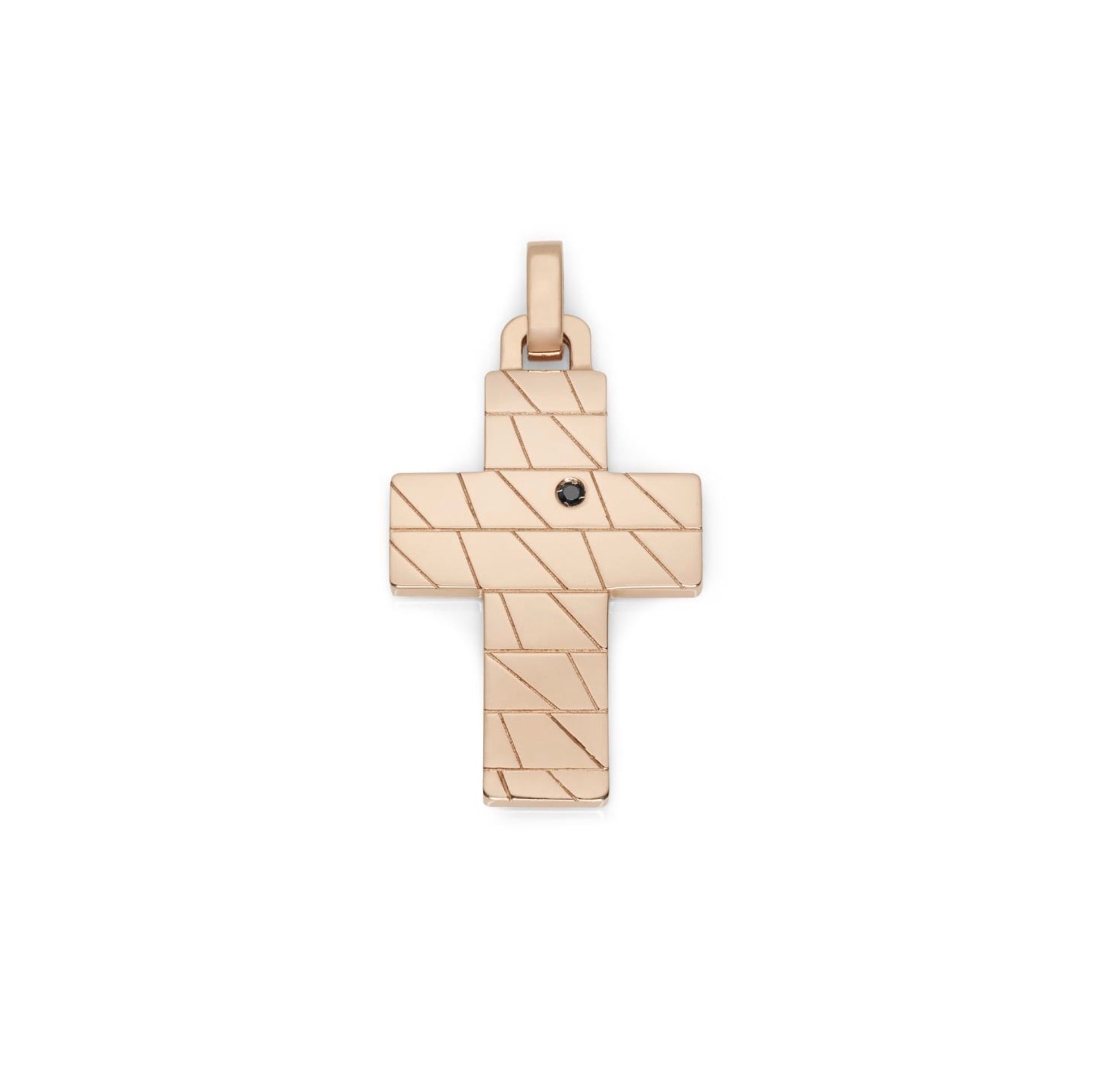 Baraka Logo Cross CR321141RODN-02, a men's cross in rose gold set with diamonds