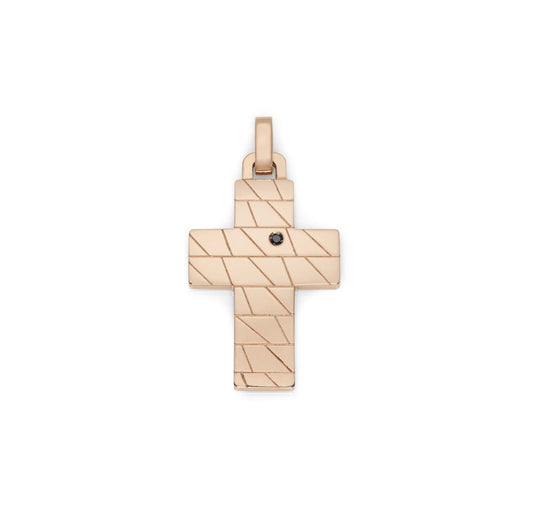 Baraka Logo Cross CR321141RODN-02, a men's cross in rose gold set with diamonds