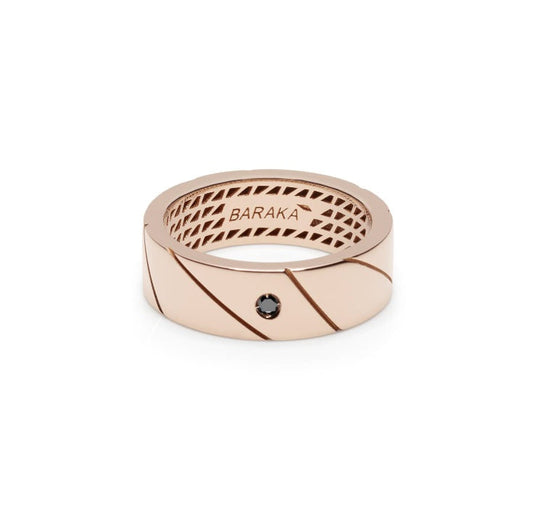 Baraka Logo Ring AN311011RODN-05, a men's ring in rose gold set with diamonds