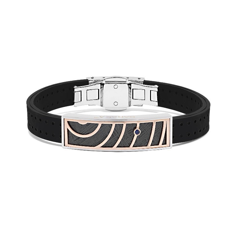 Baraka Meteorite Bracelet BR312001BRZA-03, a men's bracelet in rose and white gold and stainless steel set with meteorite