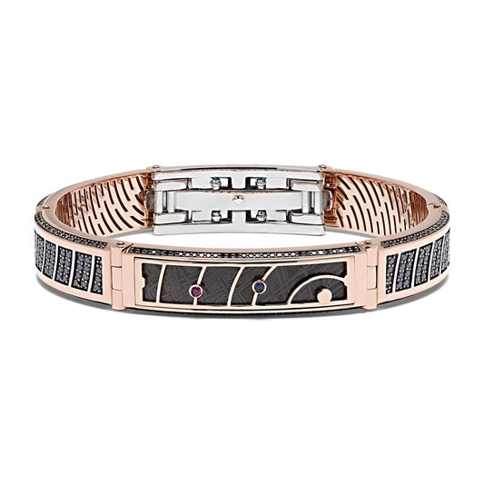 Baraka Meteorite Bracelet BR312001RODN-190, a men's bracelet in rose and white gold set with diamonds
