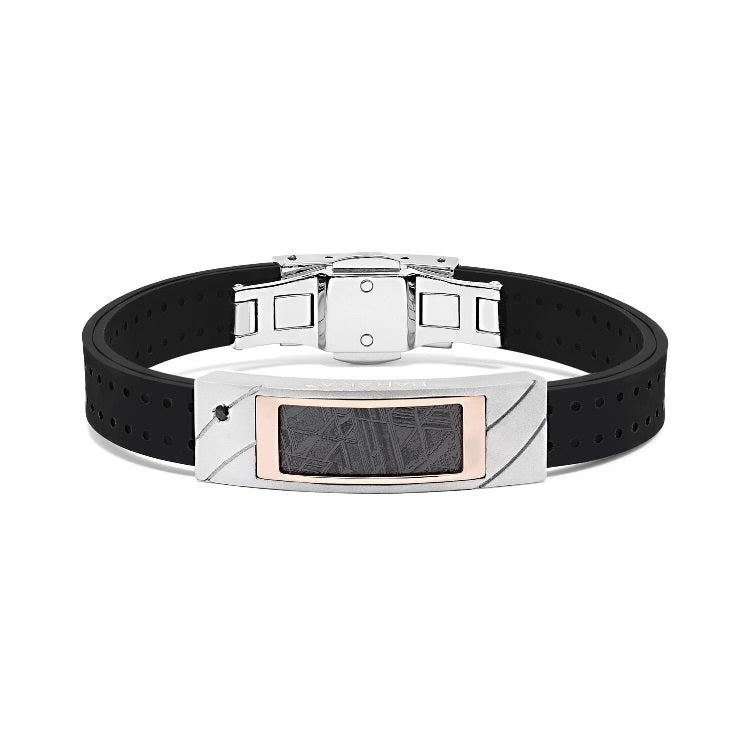 Baraka Meteorite Bracelet BR312041ROAG-03, a men's bracelet in rose gold and silver set with meteorite