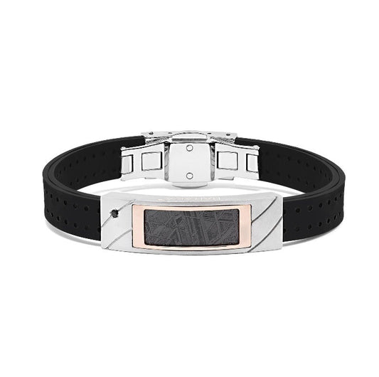 Baraka Meteorite Bracelet BR312041ROAG-03, a men's bracelet in rose gold and silver set with meteorite