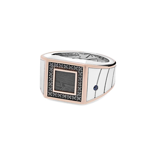 Baraka Meteorite Ring AN312001BRDN-27, a men's ring in rose and white gold set with diamonds