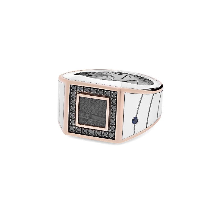 Baraka Meteorite Ring AN312001BRDN-27, a men's ring in rose and white gold set with diamonds