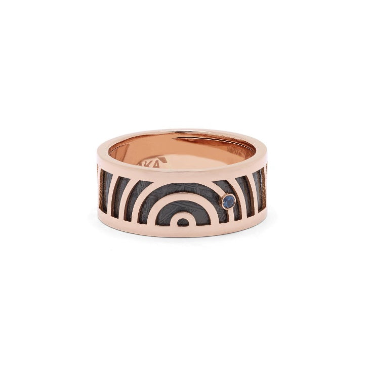Baraka Meteorite Ring AN312021ROZA-03, a men's ring in rose gold set with meteorite