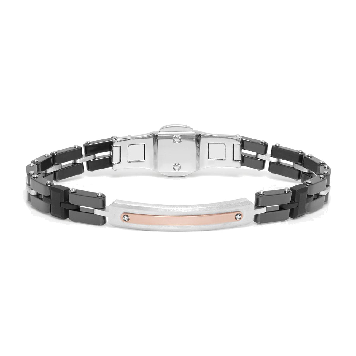 Baraka Mosaiko Bracelet BR281101RODB-15, a men's bracelet in rose gold and silver set with diamonds