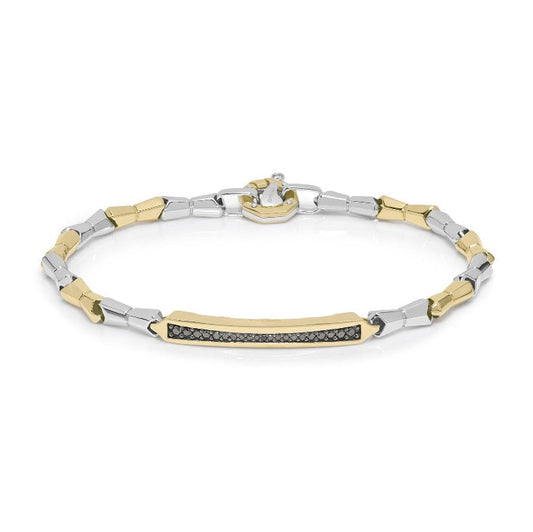 Baraka Nexus Bracelet BR301081GBDN-29, a men's bracelet in white and yellow gold set with diamonds