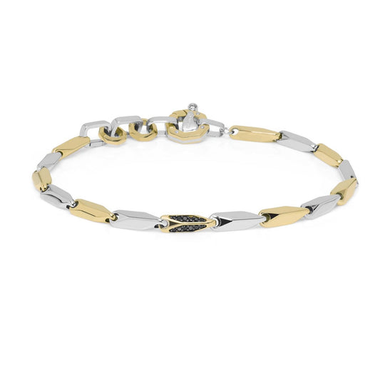 Baraka Nexus Bracelet BR292221GBDN-10, a men's bracelet in white and yellow gold set with diamonds