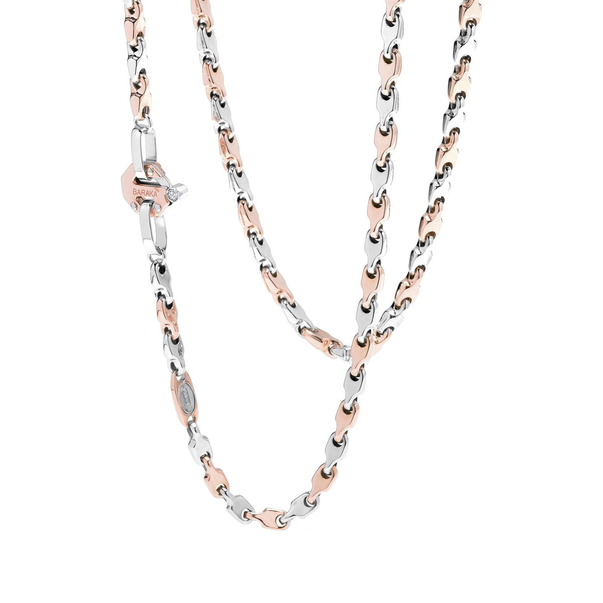 Baraka Nexus Chain GC241001RBAU-02, a men's chain in rose and white gold set with diamonds