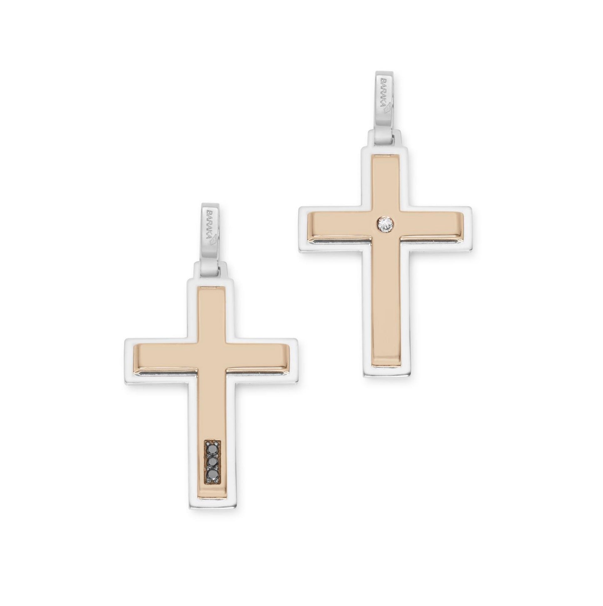 Baraka Nexus Cross CR314111TRBN-04, a men's cross in rose and white gold set with diamonds