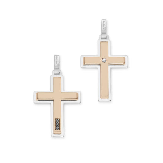 Baraka Nexus Cross CR314111TRBN-04, a men's cross in rose and white gold set with diamonds