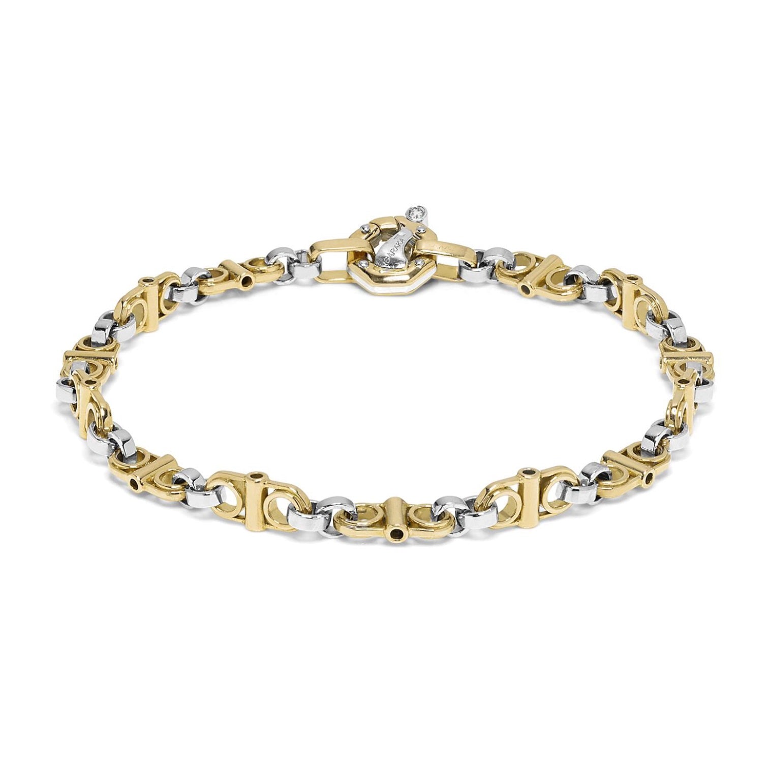 Baraka Ritmika Bracelet BR271151GBLU-02, a men's bracelet in white and yellow gold set with diamonds