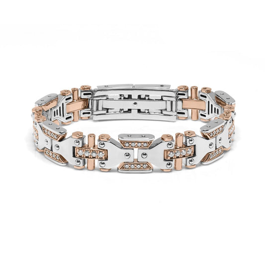 Baraka Ritmika Bracelet BR271351BRDB-232, a men's bracelet in rose and white gold set with diamonds