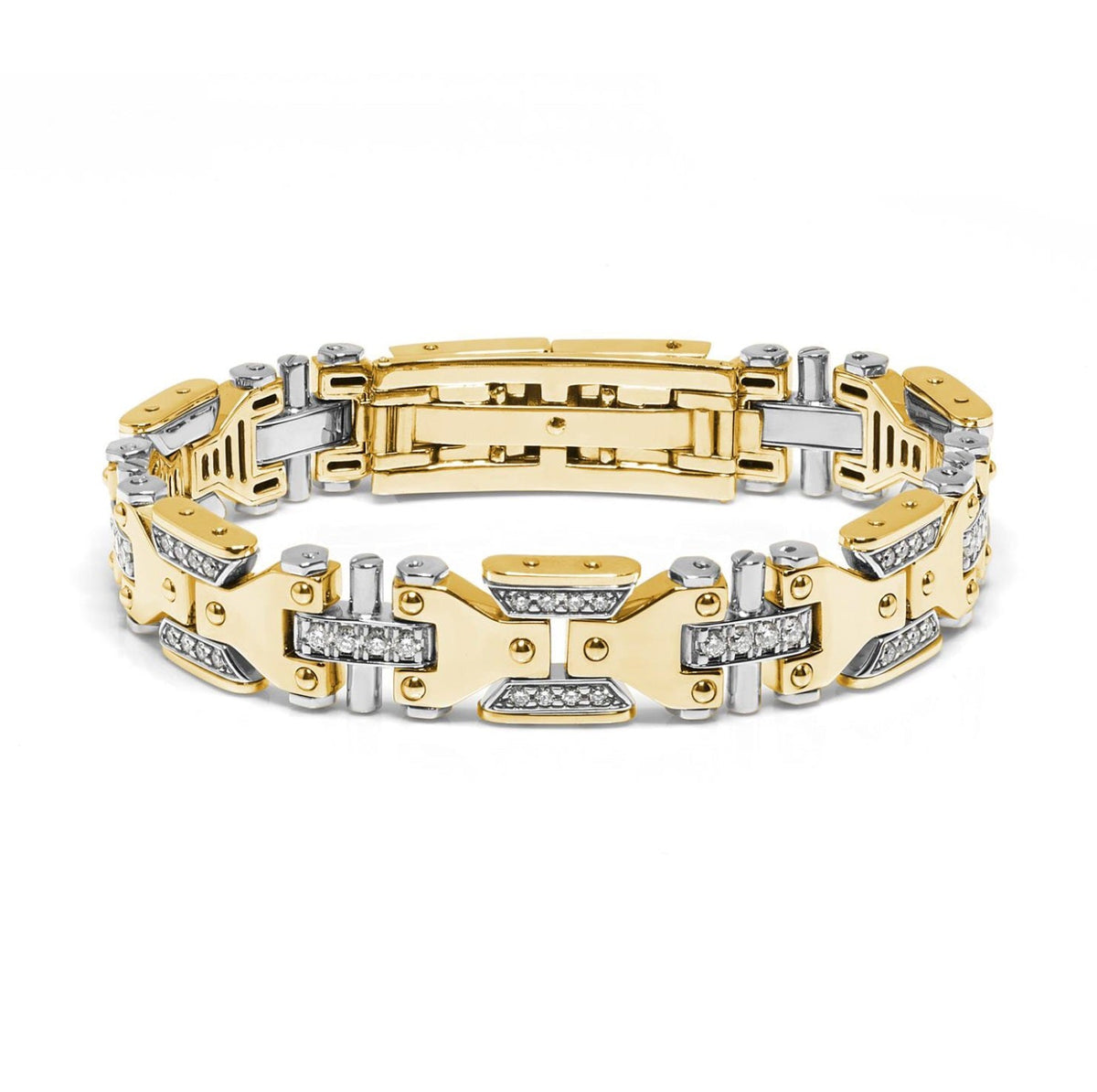 Baraka Ritmika Bracelet BR271351GBDB-232, a men's bracelet in white and yellow gold set with diamonds