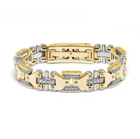 Baraka Ritmika Bracelet BR271351GBDB-232, a men's bracelet in white and yellow gold set with diamonds