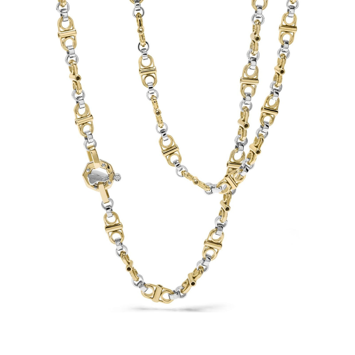 Baraka Ritmika Chain GC271151GBLU-02, a men's chain in white and yellow gold set with diamonds