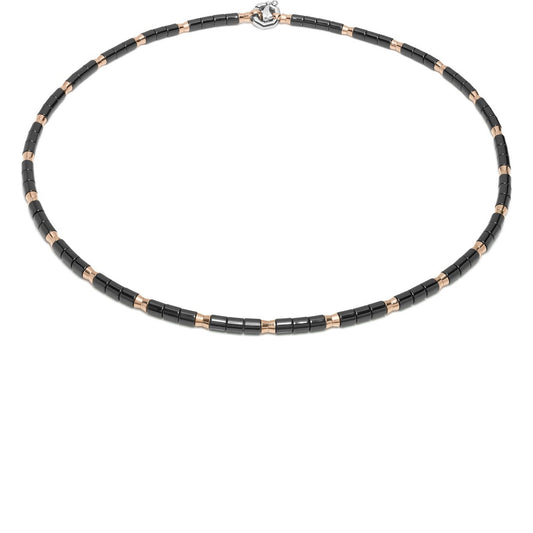 Baraka Snake Chain GC281021ROCN-02, a men's chain in rose gold and black ceramic set with diamonds