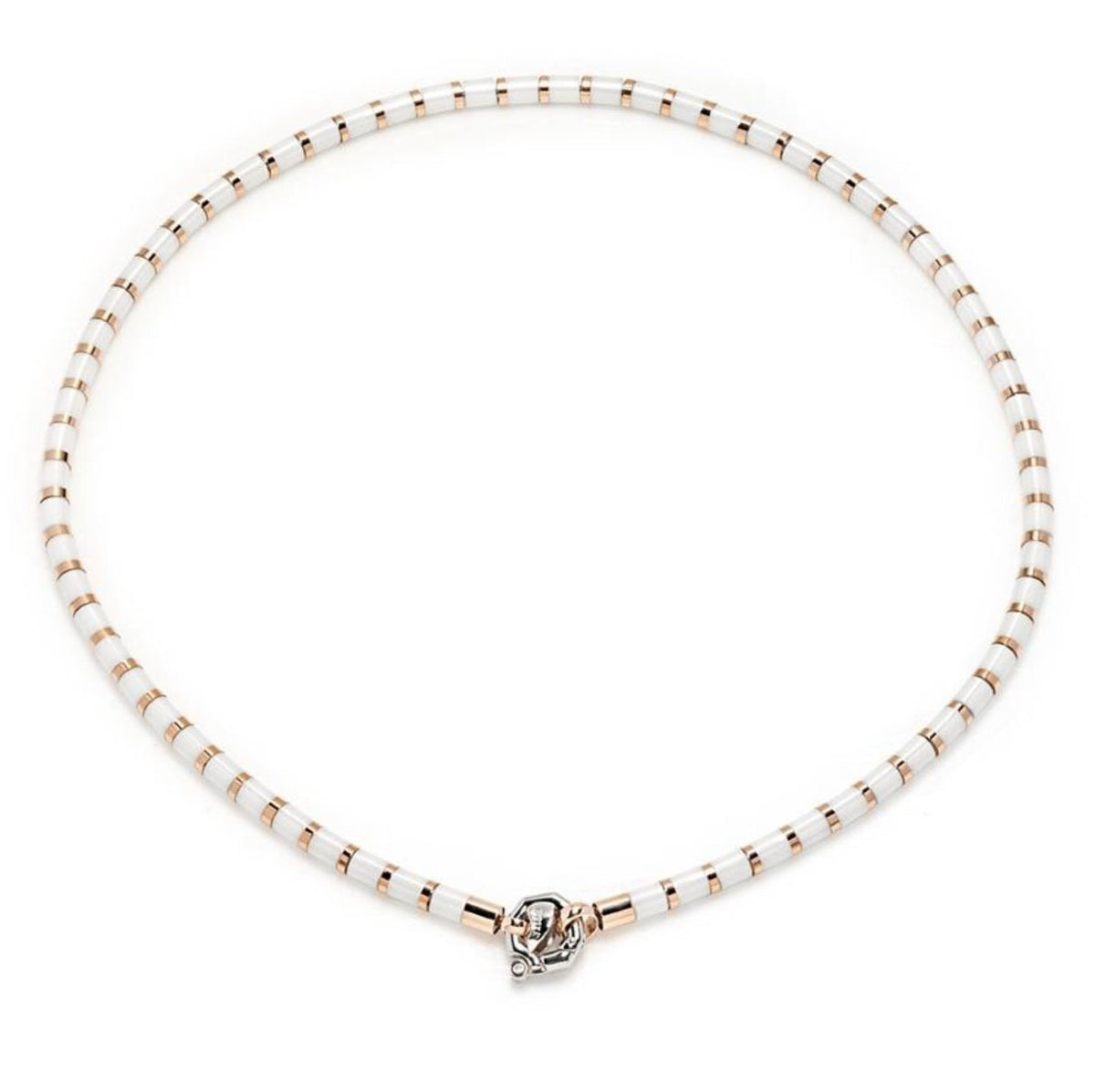 Baraka Snake Chain GC215151ROCB-02, a men's chain in rose and white gold and black ceramic set with diamonds