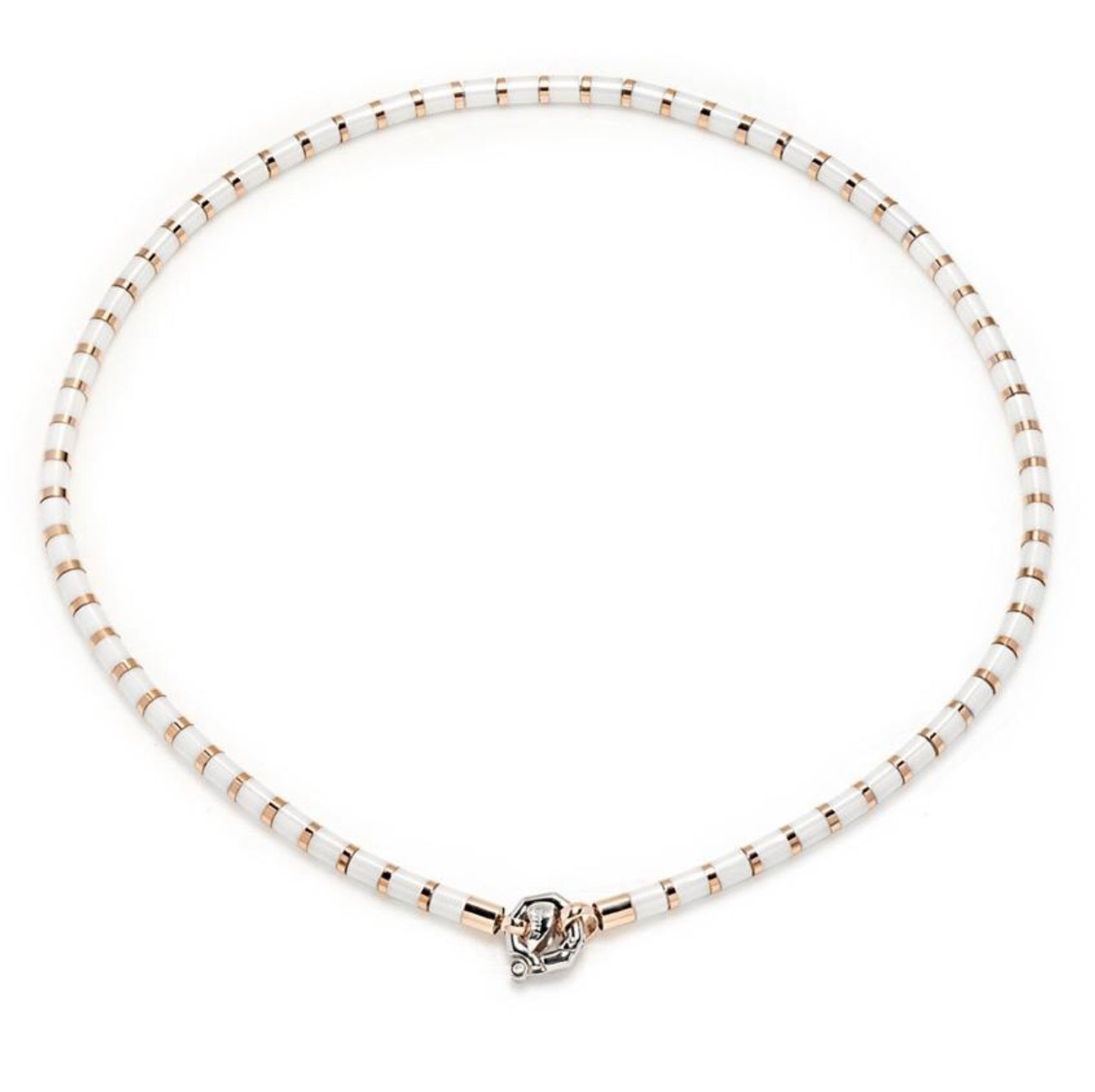 Baraka Snake Chain GC215151ROCB-02, a men's chain in rose and white gold and black ceramic set with diamonds