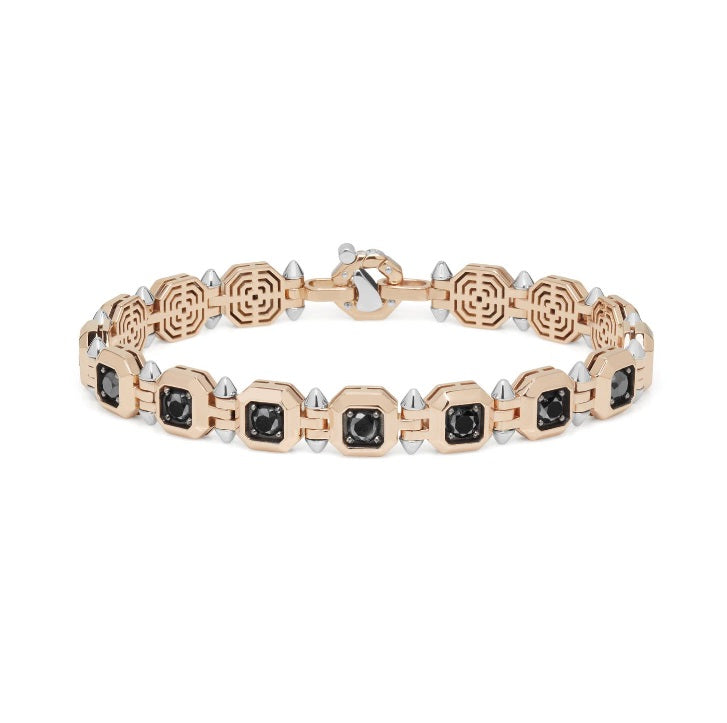 Baraka Tecnodiamonds Bracelet BR302101RBDN-752, a men's bracelet in rose and white gold set with diamonds