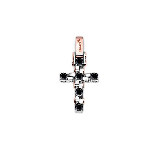 Baraka Tecnodiamonds Cross CR245061BRDN-210, a men's cross in rose and white gold set with diamonds