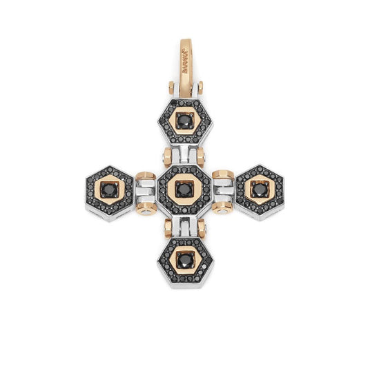 Baraka Tecnodiamonds Cross CR301021BRDN-69, a men's cross in rose and white gold set with diamonds