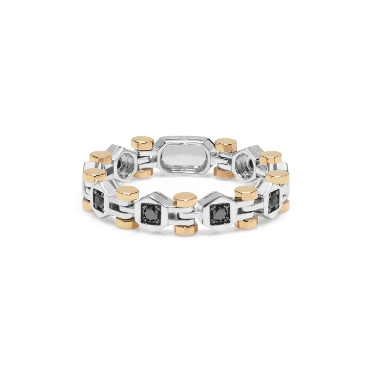 Baraka Technodiamonds Ring AN301001BRDN, a men's ring in rose and white gold set with diamonds