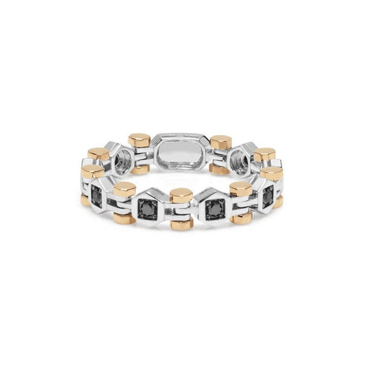 Baraka Technodiamonds Ring AN301001BRDN, a men's ring in rose and white gold set with diamonds