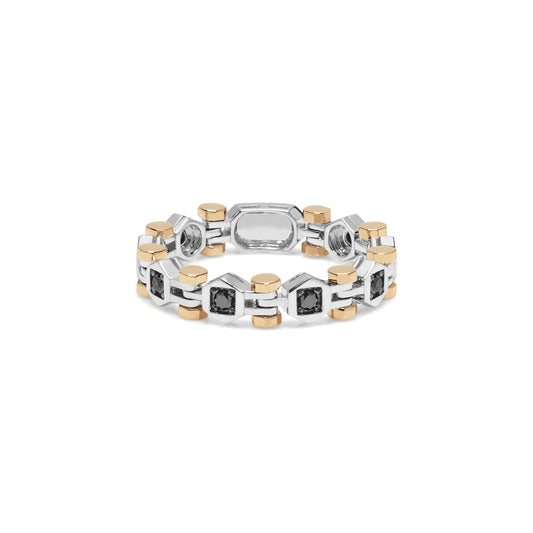 Baraka Technodiamonds Ring AN301001BRDN, a men's ring in rose and white gold set with diamonds