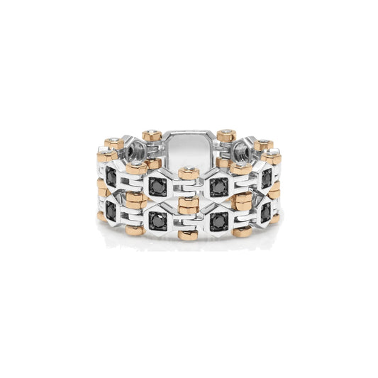 Baraka Technodiamonds Ring AN301021BRDN, a men's ring in rose and white gold set with diamonds