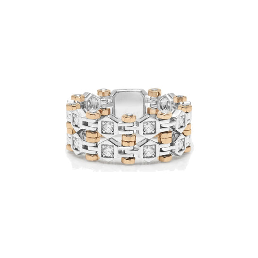 Baraka Technodiamonds Ring AN301031BRDB, a men's ring in rose and white gold set with diamonds