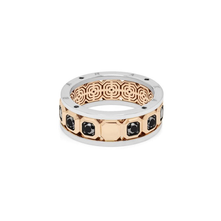 Baraka Technodiamonds Ring AN302111RBDN, a men's ring in rose and white gold set with diamonds