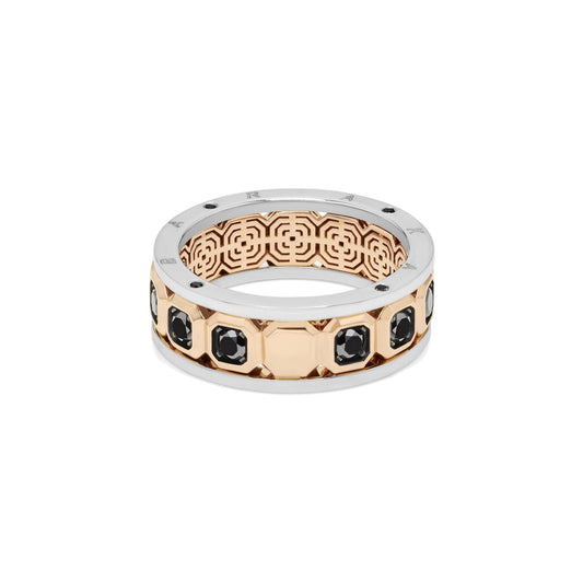 Baraka Technodiamonds Ring AN302111RBDN, a men's ring in rose and white gold set with diamonds