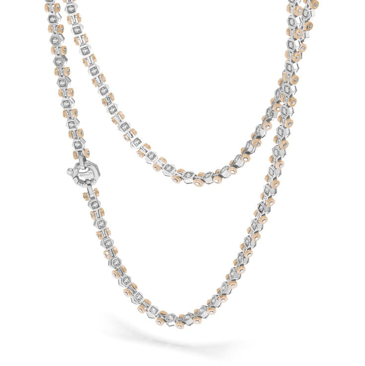 Baraka Technodiamonds Chain GC301011BRDB, a men's chain in rose and white gold set with diamonds