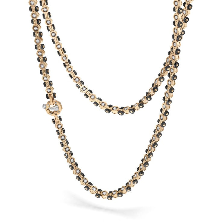 Baraka Technodiamonds Chain GC301011ROCN, a men's chain in rose and white gold and black ceramic set with diamonds